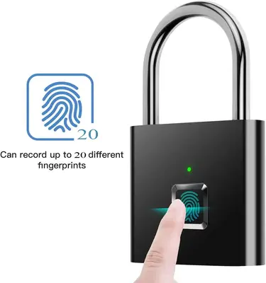 【Upgraded version】20 fingerprints Padlock,One Second Unlock Security Door Lock，Ultra Light One Touch Open Fingerprint L...