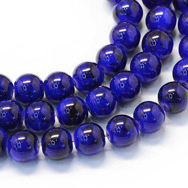 Baking Painted Glass Round Bead Strands