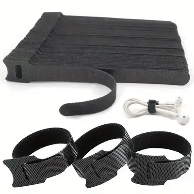 Adjustable & Reusable Cable Management Strap, 100pcs Fiber Cloth Tape, Effectively Organizing Cables and Wires for Desk & Dra...
