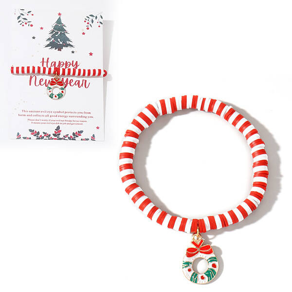 Elegant Christmas Handmade Polymer Clay Heishi Beaded Stretch Bracelets