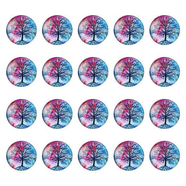 Half Round/Dome Tree Pattern Glass Flatback Cabochons for DIY Projects