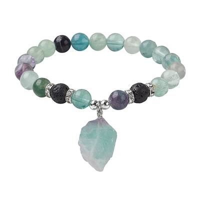Natural Fluorite Beaded Stretch Bracelets