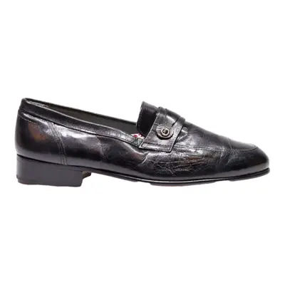 VARESE Loafer Shoes Black Leather Mens UK 7.5