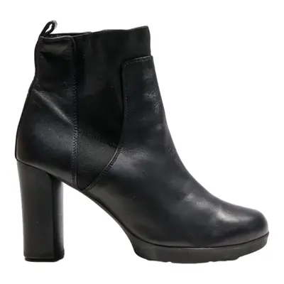 GEOX Block Heels Black Leather Womens UK 5
