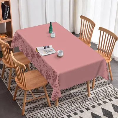 Aperturee Deep Purple Flower Lace Edging Elegant Tablecloth, 52x70 Inch, 30.82 USD, rectangle tablecloths, ZJY04696-A