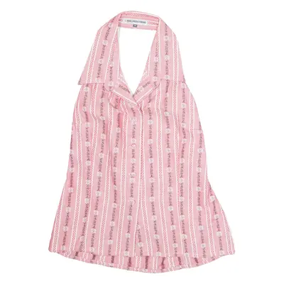 EDELWEISS TREND Womens Printed Top Pink Collared Sleeveless Crazy Pattern M