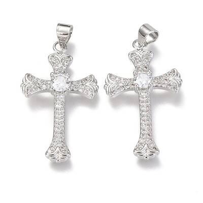 Brass Micro Pave  Clear Cubic Zirconia Pendants