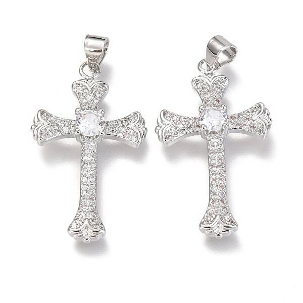 Brass Micro Pave  Clear Cubic Zirconia Pendants