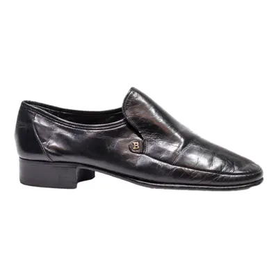 BALLY Loafer Shoes Black Leather Womens UK 7.5