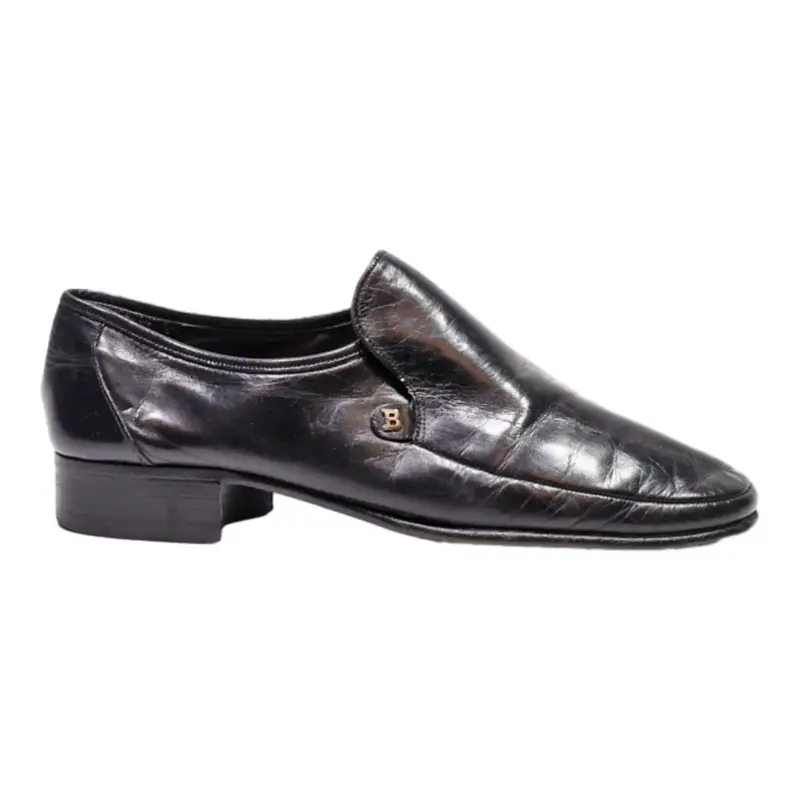 BALLY Loafer Shoes Black Leather Womens UK 7.5