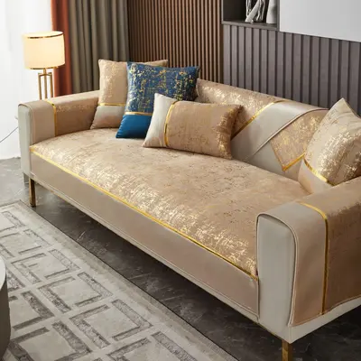 Living Room Anti-slip Furniture Protective Cover Products, 1 Count Hot Stamping Sofa Cover, Couch Back Cushion, Summer Essent...