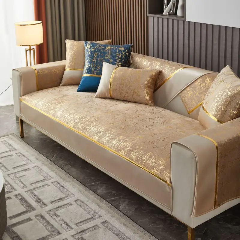 Living Room Anti-slip Furniture Protective Cover Products, 1 Count Hot Stamping Sofa Cover, Couch Back Cushion, Summer Essent...