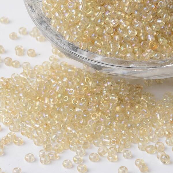 12/0 Transparent Rainbow Plated Round Glass Seed Beads