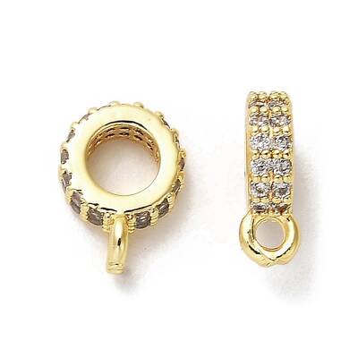 Brass Micro Pave Cubic Zirconia Tube Bails