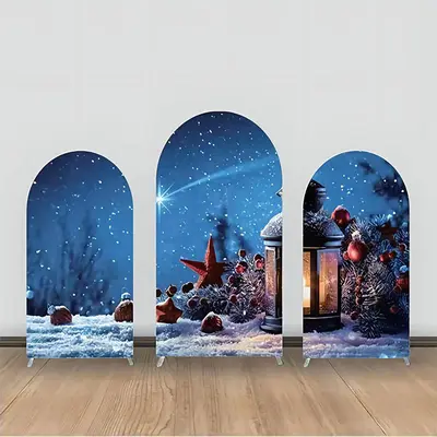 Snow Lights Stars Ball Pine Cone Arch Backdrop Kit - Aperturee