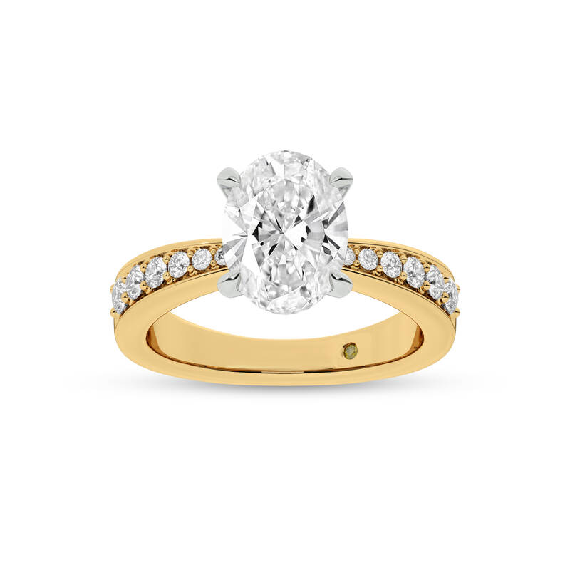 Rome Classic Pavé Set Oval Lab Grown Diamond Engagement Ring | 14K Yellow Gold 3 7/8 CT. TW.