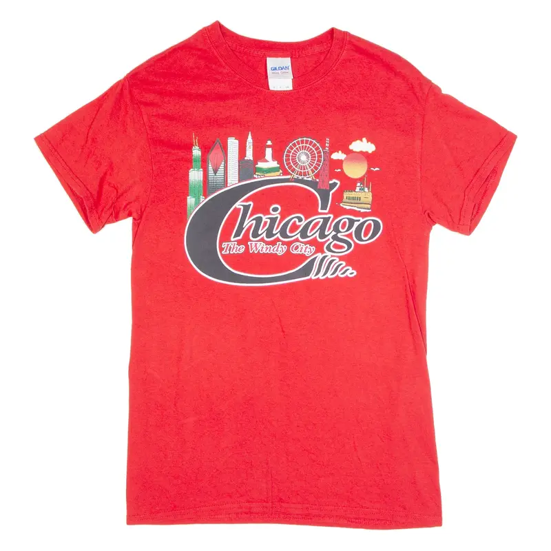 GILDAN Chicago Mens T-Shirt Red USA S