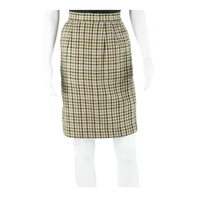 EDDIE BAUER Knee Length Straight Skirt Green Corduroy Floral Womens UK 4