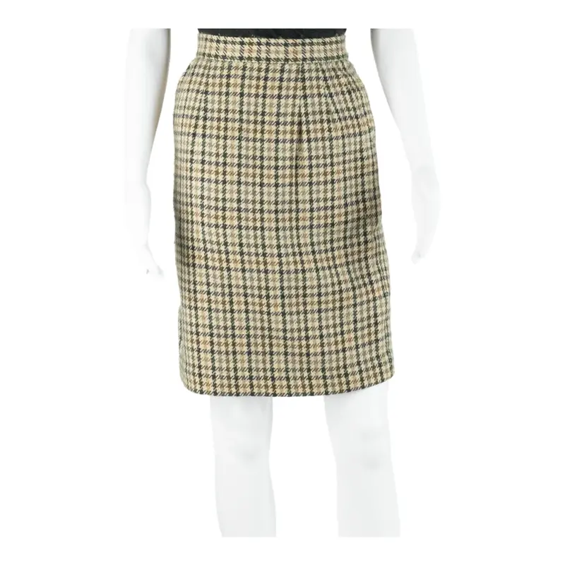 EDDIE BAUER Knee Length Straight Skirt Green Corduroy Floral Womens UK 4