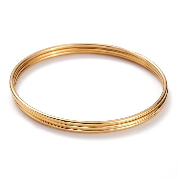 3Pcs Women's Simple Fashion PVD Vacuum Plating 304 Stainless Steel Stackable Buddhist Bangles