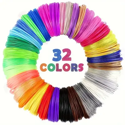 32 Colors 1.75mm 3D Pen PLA Filament Refills, 10 Feet Per Color, Total 320 Feet Sample Pack, Compatible with MYNT3D / SCRIB3D...