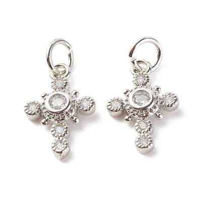 Brass Micro Pave Clear Cubic Zirconia Pendants