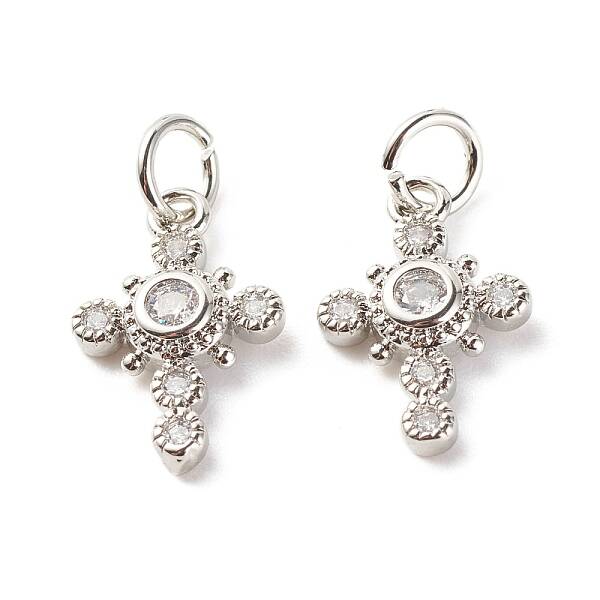 Brass Micro Pave Clear Cubic Zirconia Pendants