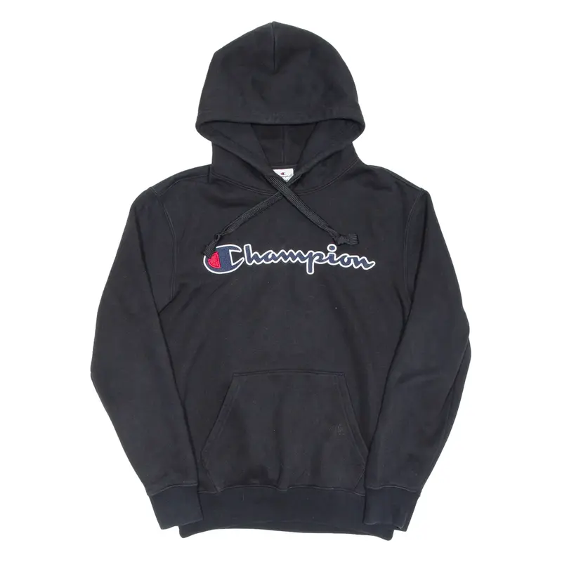 CHAMPION Mens Black Hoodie Pullover S
