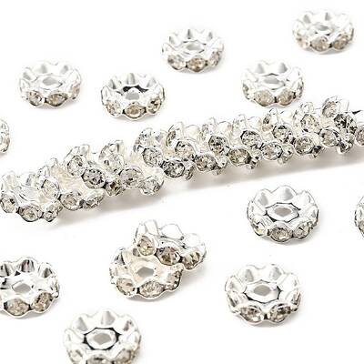 Brass Rhinestone Spacer Beads
