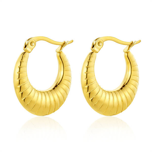 European Style Heart Stud Earrings Gold Plated Stainless Steel Women's Jewelry