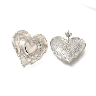 Rack Plating Heart Brass Stud Earrings