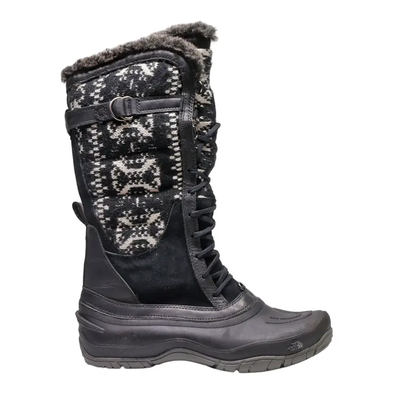 THE NORTH FACE Snow Boots Black Leather Womens UK 9