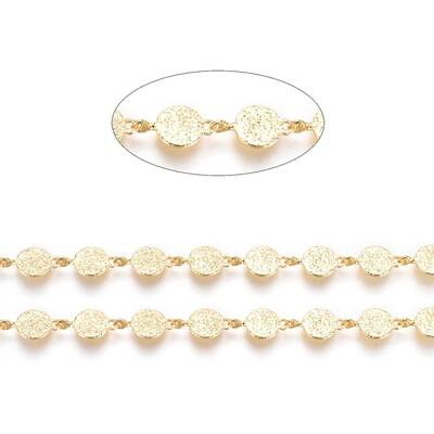 3.28 Feet Textured Brass Handmade Link Chains