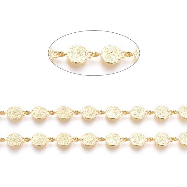 3.28 Feet Textured Brass Handmade Link Chains