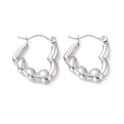 Non-Tarnish 304 Stainless Steel Heart Hoop Earrings for Women