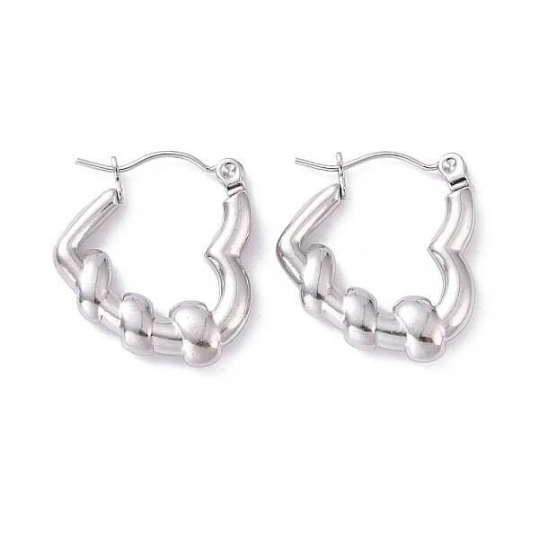 Non-Tarnish 304 Stainless Steel Heart Hoop Earrings for Women