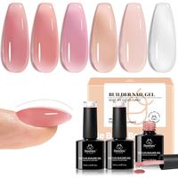 Beetles Builder Gel for Nails, 6 Colors 7 in 1 Strengthener Gel Builder for Nails, Jelly Clear Pink Nude Hard Gel Builder Gel...