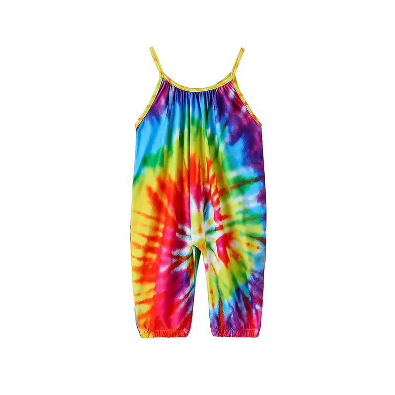 Infant Toddler Baby Girl Tie Dye Jumpsuit Halter Sleeveless Harem Strap Pants Romper Summer  Overall Outfit