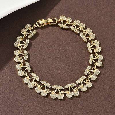 Cherry Brass Micro Pave Cubic Zirconia Chain Bracelets