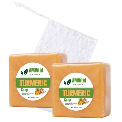 AMVital Turmeric Soap Bar (2 Pack) Facial & Body Soap Handmade Dark Spots, Smooth Skin,  Body Care Comfort Body Care Comfort ...