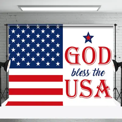 God Bless The Usa Flag Independence Day Backdrop