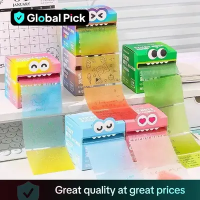 Random Color Pearl Sticky Note, 105pcs/set Clear Sticky Note, Pull Out Sticky Note Pad, Office Stationery & Supplies for Scho...