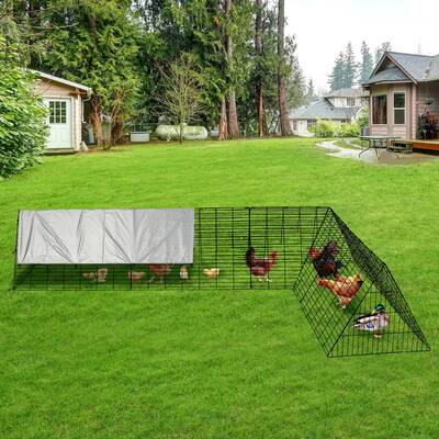 Garvee Large Metal Chicken Coop with Run - Heavy-Duty Outdoor Portable Chicken Tractor with Waterproof Cover, Predator-Proof ...