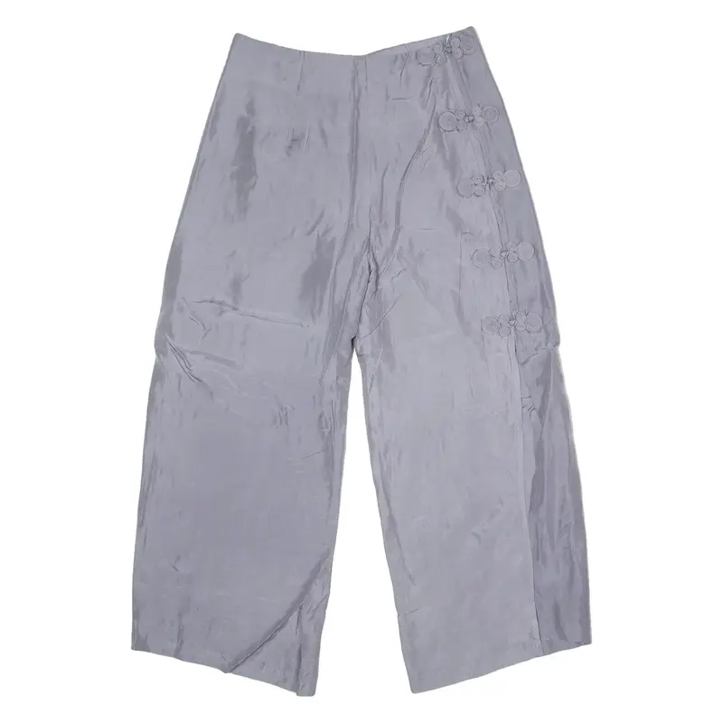 ANNA MOI Womens Trousers Silver Regular Wide-Leg 90s Silk W24 L24