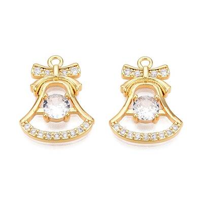 Christmas Theme Brass Pave Clear Cubic Zirconia Charms