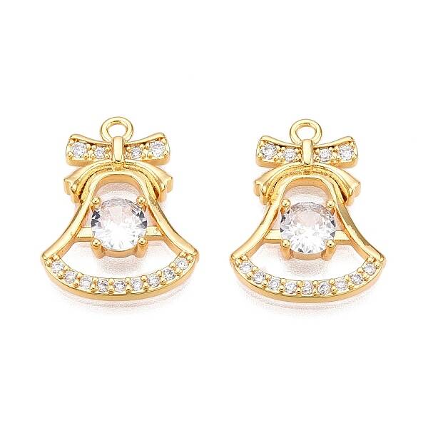 Christmas Theme Brass Pave Clear Cubic Zirconia Charms