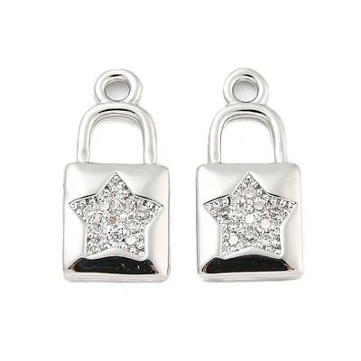 Brass Micro Pave Clear Cubic Zirconia Pendants