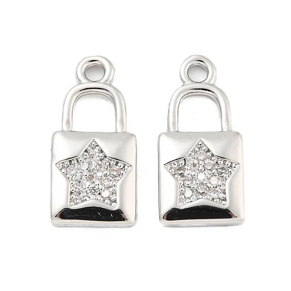Brass Micro Pave Clear Cubic Zirconia Pendants