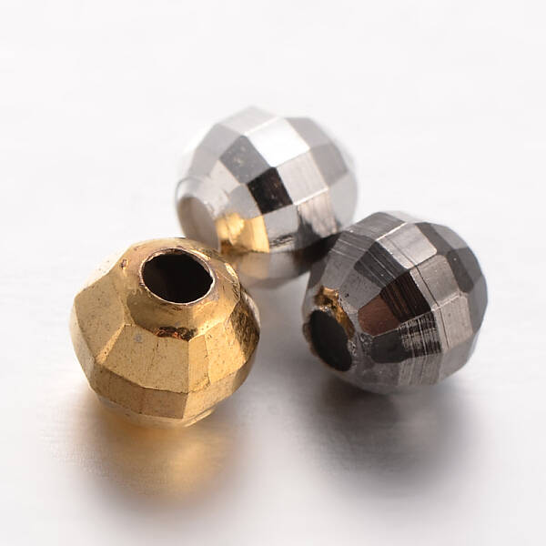Faceted Round Brass Spacer Beads