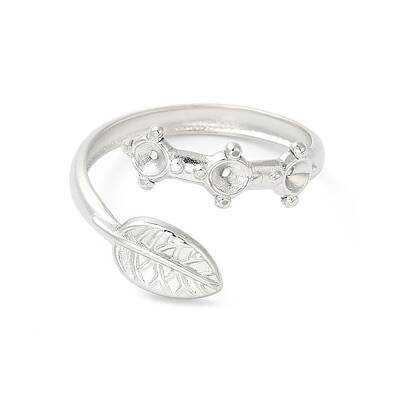 Non-Tarnish 304 Stainless Steel Leaf Open Cuff Ring Finding